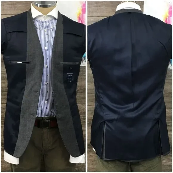 J CREW Mens Blazer Sport Coat Casual Jacket Size 38R‎ Gray Wool Suit THOMPSON